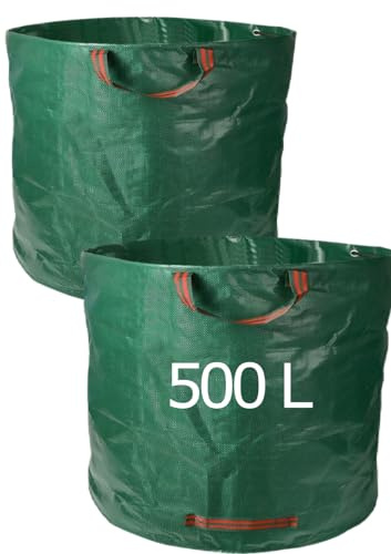 Efforias 2 X Garden Waste Bags 500L, Heavy Duty Garden Bags, Reusable Garden Sacks with Handles, Ideal for Collecting Garden Waste, Plant waste grass and Leaves
