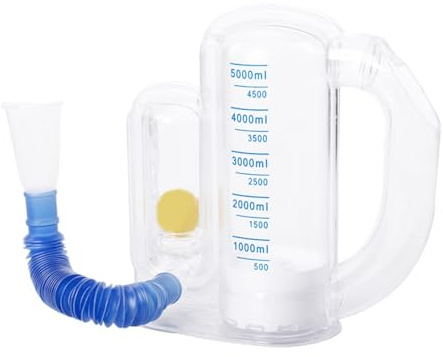 qofezuey Dispositivo de ejercicio pulmonar para ancianos, espirómetro de incentivo, 5000 ml, medición de volumen con indicador de caudal, entrenador de respiración profunda para estudiantes y niños,