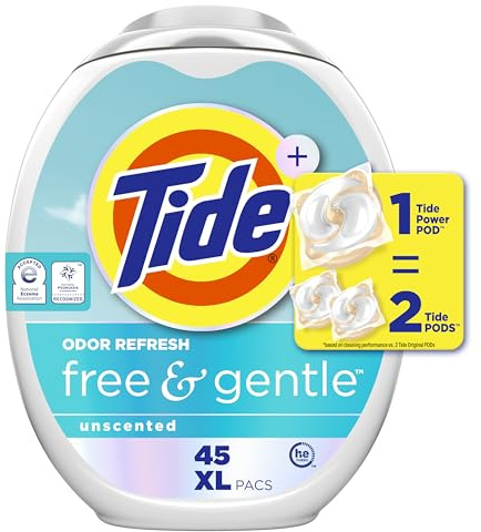 Tide PODS Free and Gentle Odor Refresh Laundry Detergent Packs, 45 Count, Hypoallergenic Laundry Detergent Pods