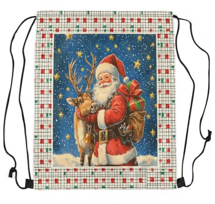 Verstellbar Kordelzugbeutel Weihnachtsmann Kordelzug-Rucksack Lustig Yoga-Tasche 36X42Cm Cinch Bag Für Fitnessstudio Strand Schwimmen