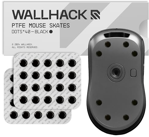 Wallhack PTFE Dot Mouse Skates | Premium Universal Skates for Gaming Mice | Ultra-Smooth Glide on Cloth & Glass Pads | Customize Speed & Control | Fast, Easy to Apply | Black 7mm x 7mm