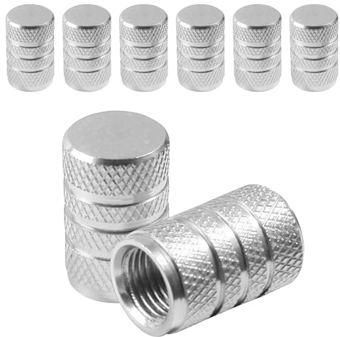Xibao 8PCS Bouchon Valve Pneu Voiture,Aluminium Capuchon Antipoussière de Roue de Voiture,Bouchons de Valve Universels,Accessoires Auto,Convient aux Voitures,Camions,Motos,SUV et Vélos (Argent)