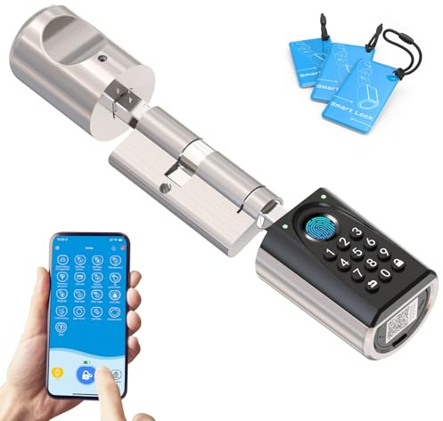 WELOCK ToucA51 Pro Elektronisches Türschloss Fingerabdruck mit Passwort,RFID Karte,APP und WiFi,Fingerabdruck Schloss Haustür,Schließzylinder für Türen von 50-100mm,Smart Lock