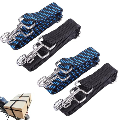 4 flache elastische Spanngurte mit Haken, verstellbare Seile, Universal, aus Gummi, 1 m, elastisches Spannband, strapazierfähige elastische Gurte für Möbel, Fahrzeuge, Motorrad und Transport