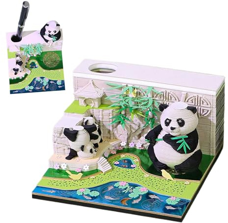 Mwqpgyh Bloc-notes 3D | Panda Décoration Calendrier hebdomadaire – Fournitures de planification horaire déchirable pour école, chambre à coucher, salon, salle d'étude, dortoir, maison