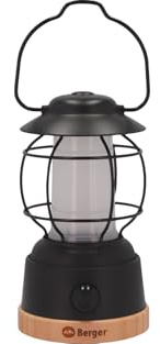 BERGER Hopuni Pro LED Campinglampe │aufladbare Outdoor Lampe dimmbar │Campinglaterne ohne Strom mit Akku & USB Kabel │ Batteriebetriebene Laterne (schwarz matt)