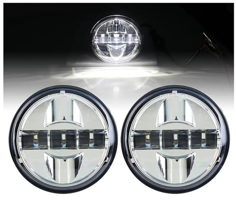 Xgupxuc Fari Anteriori Moto Per Electra Per Glide Per Road Faro Ausiliario Per Moto Da 4-1/2 Proiettore LED Da 4,5 Pollici Luci Fendinebbia Faro Anteriore(D'argento)