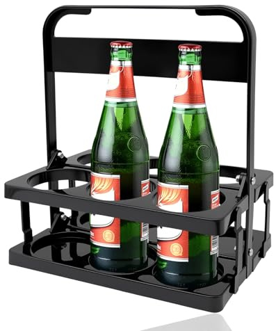 MDPUTY Flaschenträger 6 Flaschen, Getränketräger Kunststoff Flaschenkorb faltbar Flaschenträger mit Griff tragbar Bierträger Plastik für KTV Bar Weinliebhaber Restaurants (31×24,5×18 cm schwarz)
