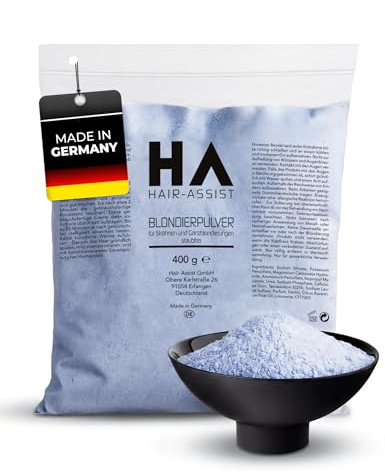 Blondierungspulver 400g – Made in Germany – von Friseur entwickelt – staubfrei – bis zu 7 Stufen Aufhellung – Blondierpulver für Strähnen, Balayage & Komplettaufhellung – Hair Assist