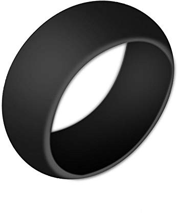Boolavard Silicone Wedding Ring for Men and Women Affordable Silicone Rubber Band, 7 Pack, 5 Pack & Singles - White, Grey, Silver, Blue (Black, 8-18.20mm)
