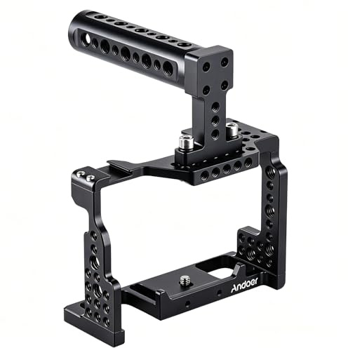 Andoer Camera Cage+Top Handle+15mm Rod Base Plate Kit Video Film Stabilizer Film Aluminum Alloy for Sony A7II/A7III/A7SII/A7M3/A7RII/A7RIII Camera (2) | Aluminum Alloy for Sony A7II/A7III/A7SII/A7M3/A7RII/A7RIII Camera (2)
