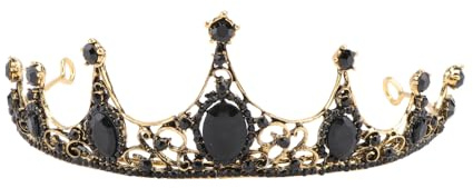 Minkissy Bröllopskrona svart bröllop diadem strass krona drottning krona tiara pannband barock krona för brudkvinna
