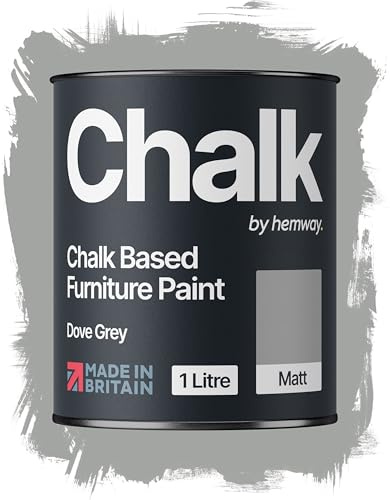 Hemway Chalk Based Furniture Paint, Dove Grey 1L, Matt Finish | Shabby Chic, Chalk Paint Furniture & Walls, Quick Dry & 1 Coat