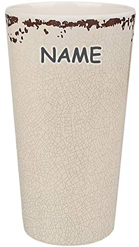 alles-meine.de GmbH 2 Stück große - Trinkbecher/Becher - Retro & Nostalgie Design - Creme/beige/weiß - inkl. Name - 500 ml - BPA frei - aus Melamin - Tasse - Zahnputzbech..