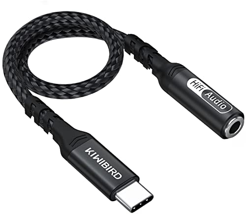 KiwiBird USB-C to 3.5mm Digital Mini Jack Audio Aux Adapter, Type C Headphone with Microphone Converter with DAC chipset Compatible with Smartphone, MacBook, Tablet, iPad Pro, Windows PC, TRRS 4-pole