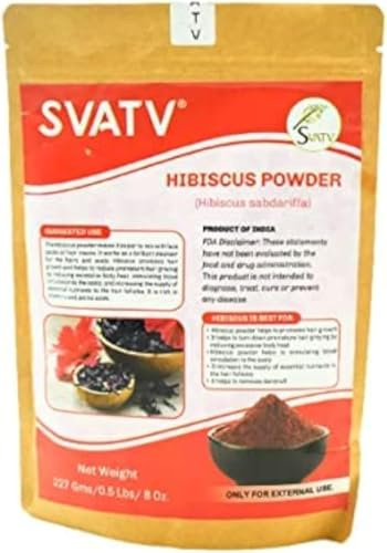 SVATV Hibiskus-pulver | Hibiscus Powder | Sabdariffa | Rosa Sinensis | Natürliches Pulver Für Haar & Haut | Verhindert Haarprobleme & Minimiert Hautporen Für Männer & Frauen 227g