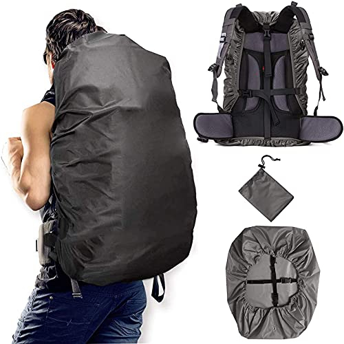 LHKK Housse de pluie pour sac à dos (20-100 L) améliorée imperméable légère et portable pour la randonnée pour protéger les sacs d'école en plein air Black-XL