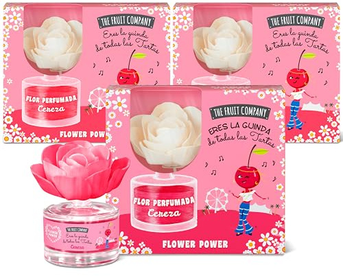 The Fruit Company Ambientador Flor Perfumada Cereza. Ambientadores de Hogar Flower Power (Pack 3 uds. x 50 ml)