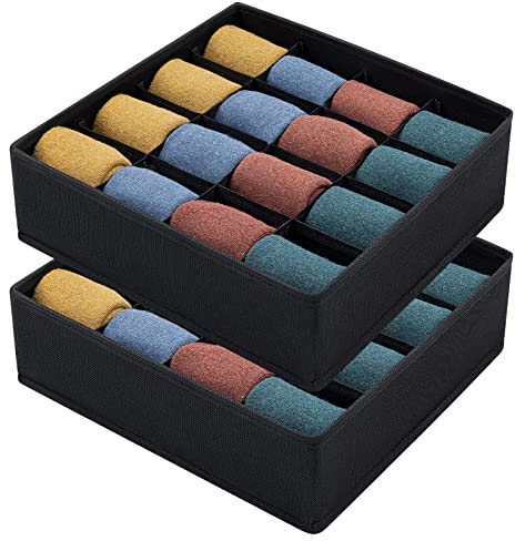 joyoldelf Organizadores de cajones separadores de 2 paquetes de organizadores de armario, 16 celdas plegables para armario, organizador de ropa interior para guardar calcetines, sujetador, pañuelos