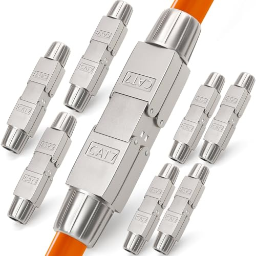 HB-DIGITAL 8x CAT 7 LSA werkzeugloser Netzwerkkabel Verbinder CAT 7 STP feldkonfektionierbare Kupplung Adapter Verlängerung für LAN Verlegekabel Ethernet Installationskabel