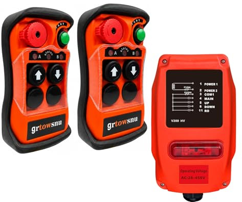 grtowsnu Q200 Ultra Drahtlose Kran-Fernbedienung 28-465V 2 Kanal Funk | Industrielle Steuerung für Brückenkran Elektrisches Hebezeug Winde 220V 380V