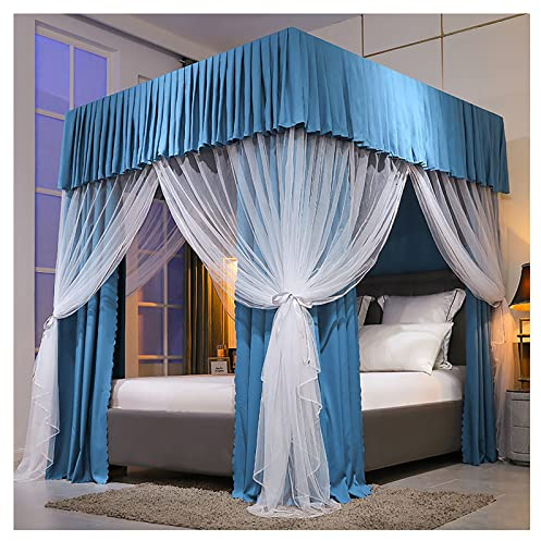 BUJOG Bettvorhang, Himmelbett-Baldachin mit Ständer, Schattierung, Moskitonetz, Prinzessinnen-Vorhänge, Baldachin für Mädchen, King-Size-Bett (Größe: 1,8 x 2 m/5,9 x 6,6 Fuß, Farbe: VS)