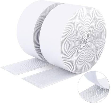 SUTOUG Nastro autoadesivo extra forte - 50 mm× 5 m Nastro autoadesivo a strappo e gancio Nastro biadesivo per interni ed esterni - biadesivo - Bianco