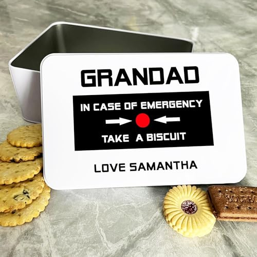 Grandad Emergency Love From Personalised Gift Cookies Treats Biscuit Tin Personalised Gift | Custom Gift | Personalized Tin | Cake, Biscuit & Treat Tins | Gift For Her | Gift For Him