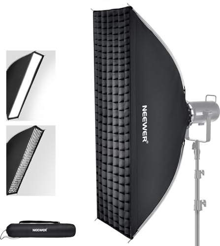 NEEWER 12x47 Quick Setup Foldable Rectangular Strip Softbox Bowens Mount with Diffusers/Honeycomb Grid/Bag, Compatible with Godox Aputure 120d Video Lights Q4 Studio Flash Strobes, NS17S