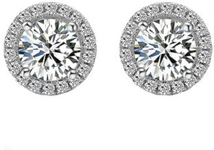 AMDXD Pendientes de plata de ley 925 de 14 K / 925 para mujer, pendientes clásicos con moissanite 0,5 ct, pendientes de estilo Art Nouveau, joyas de oro auténtico, Oro blanco 375 de 9 quilates,