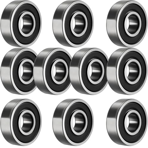 TUZUK 10 stycken 6205-2RS förseglade kullager 25 x 52 x 15 mm, försmorda, kromstål/gummi, dubbeltätning, 6205RS