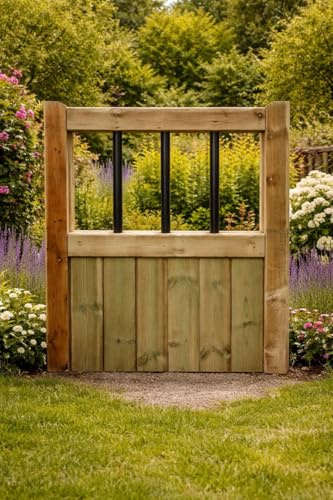 Wooden Garden Gate Pedestrian Gate Wooden Pressure Treated 3ft 90cm, (90cm High x 99cm Wide x 5cm Deep)