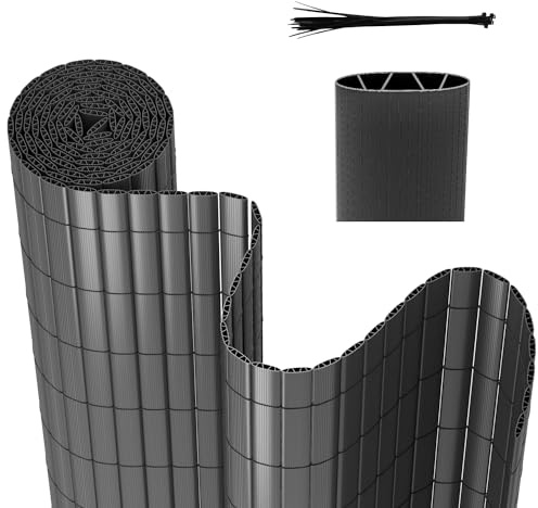 Gimisgu Brise-vue en PVC - Structure en W - Renfort intérieur - Protection contre le vent - Sans perçage - Pour balcon et jardin - 180 x 1000 cm - Anthracite