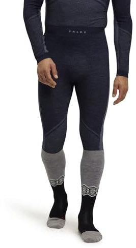 FALKE Wool-Tech 3/4 M Ti Lana Filo Funzionale Asciugatura Rapida 1 Pezzo, Calzamaglia Uomo, Blu Space Blue 6116 Trend, S