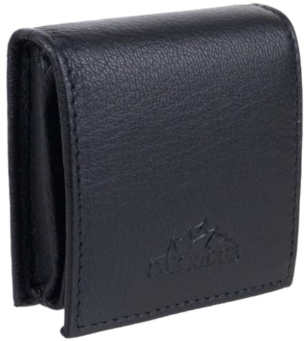 Oakridge Leather Mens Square Pocket Size Coin Tray Purse - Black