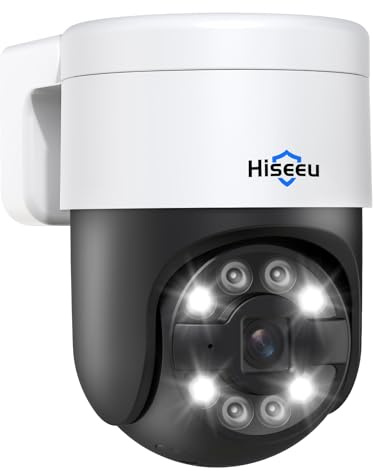 Hiseeu 360°-Sicherheitskamera für den Außenbereich mit Farb-Nachtsicht, 4K POE-PTZ-Kamera für den Außenbereich, kabelgebundene CCTV-Kamera, Bewegungserkennung, 2-Wege-Audio, Fernansicht,