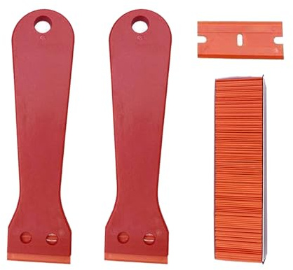 Eabdice 2 Piezas Raspador, Raspadores de Plástico, con 100 Cuchillas,Espátulas Plastico, Rasquetas para Raspar Pegatinas de Vidrio, Vinilo Pegatinas, Etiquetas, Adhesivo