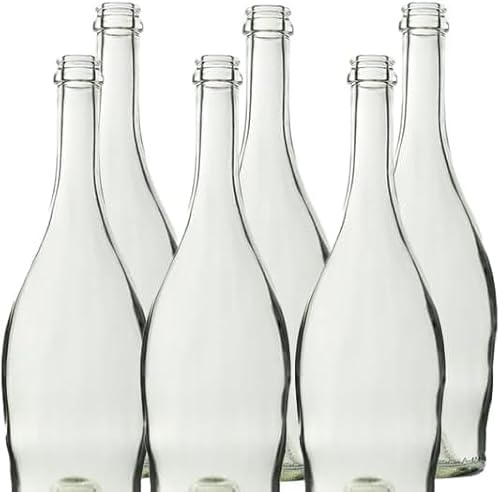 BERARDI | Set 6 bottiglie in vetro di design da 750 ml per acqua naturale, minerale, vino, bevande, drink, 6 tappi inclusi
