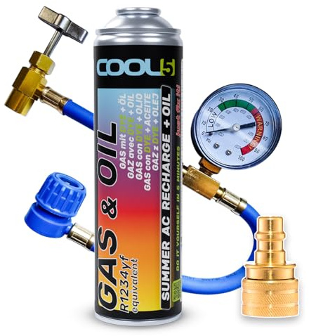 Cool5 , sustituto r1234yf, Sellador, refrigerante para Aire Acondicionado de automóviles, Equivalente a 760 g, 1 Lata, 2 en 1, 290g,