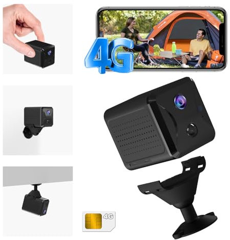 Bextgoo No WiFi Security Camera with SIM Card, 4G LTE Cellular Security Camera, 5200mAh Battery, 1080P HD Car Camera, Mini 4G Camera, 160° Wide View, Motion Detection AI, 10m Night Vision
