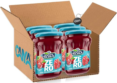 Santa Rosa Confettura Zero Zuccheri Aggiunti al Gusto Frutti Rossi 300g [CAIYA® BOX da 6 Confezioni]
