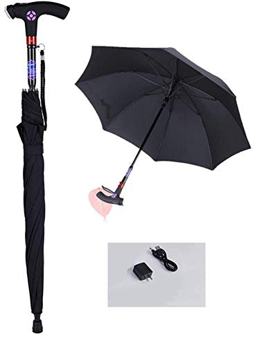 YQZQXWA Bastone da Passeggio con Ombrello per stampelle Intelligenti per Anziani multifunzionali, ausili per la deambulazione in Alluminio con Luce LED alla Moda Innovate