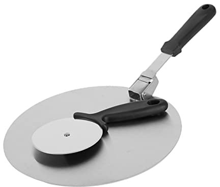 Amosfun 1 Satz runder Pizzawender Pizza-Server-Tablett Pizzarad schneiden Pizza-Transfer-Werkzeug pizzaschneider pizza shovel Pizza schälen Pizzaschaufel aus Metall Rostfreier Stahl Black