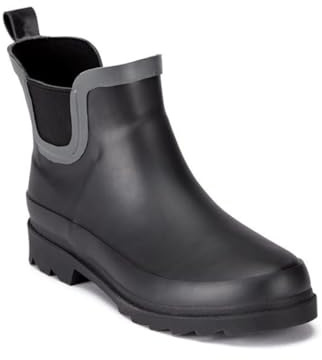 TOSH Ladies Chelsea Ankle Wellingtons Boots Short Pull On Waterproof Rubber Womens Riding Equestrian Wellies (Black/Grey, UK Footwear Size System, Adult, Women, Numeric, Medium, 5)
