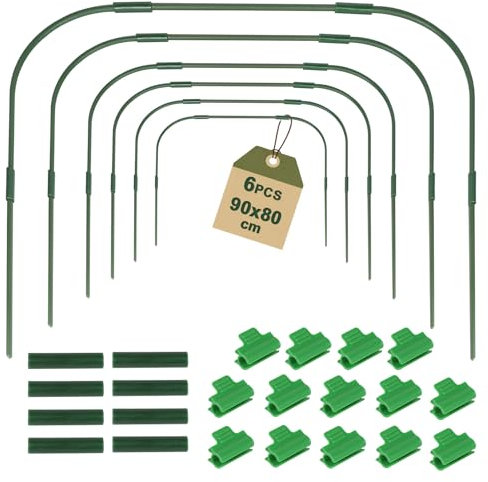 EXLECO 6Pcs Archi per Serra Orto Tunnel per Piante con Clips Cerchi da Giardino per Serra Coperture a Tunnel 90x80cm Cerchi per Serre Tunnel per Piante da Giardino per Copertura Piante Frutta Verdura