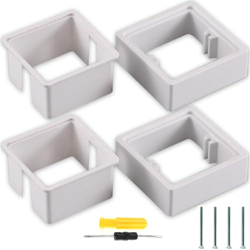 Acmerota Single Socket Spacer 1 Gang Square Spacer 1.18IN/30MM With Installing Position Fixture Surface Box Square Spacer Frame White Box Plate Single Socket Light Switch Surround, Pack of 2