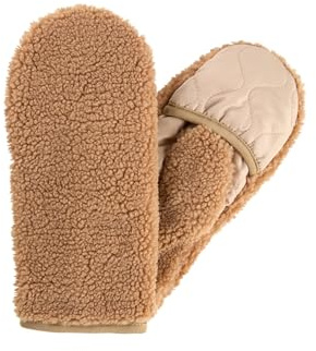camel active Damen Teddy Handschuhe in einem Materialmix