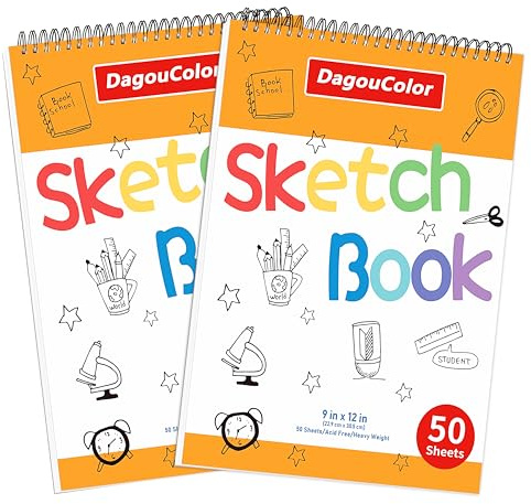 DagouColor Drawing Paper for Kids, 50 Sheets - 22.9x30.5cm, 2 Pack