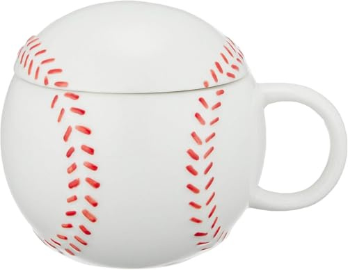 ZONSUSE Tasse Baseball, Mug Original de Baseball, Tasse à Café Sphère avec Couvercle, Tasse de Baseball Personnalisée, Cadeau Homme Original pour Hommes Garçons Fille Anniversaire 380ml (Base-ball)
