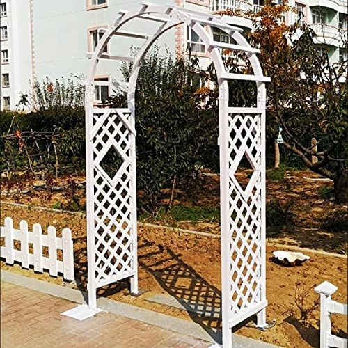 WJFTODAY Treillis de Jardin Arche de tonnelle en Bois, Treillis de tonnelle de Jardin, Arie de Mariage, Plante de pergola grimpante, vignes Roses, pelouse, Cour, Patio - Marron/Blanc (Couleur : Blanc